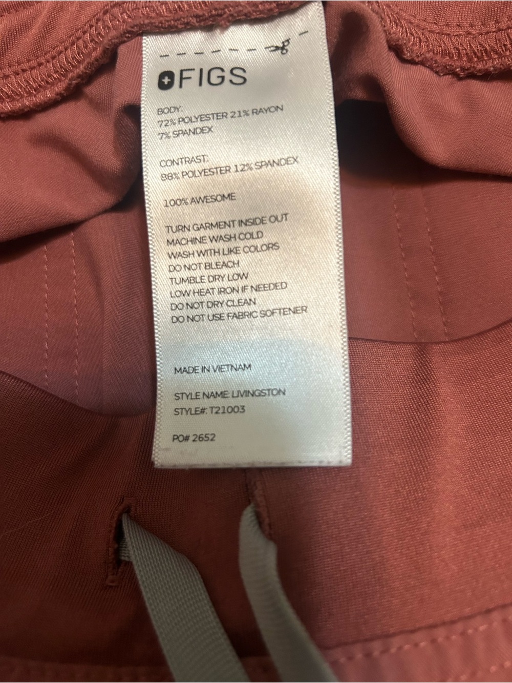 Figs Women's Scrub Pants in mauve - Picture 6 of 7
